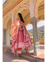 Pomcha Jaipur - ROSEWOOD BOOTI GOTTA JAAL COTTON ANARKALI SET